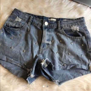 Star studded denim shorts from Cotton On